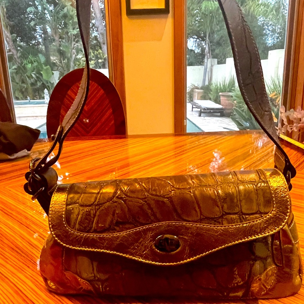 Nuovedive shoulder bag handbag bronze leather Italian